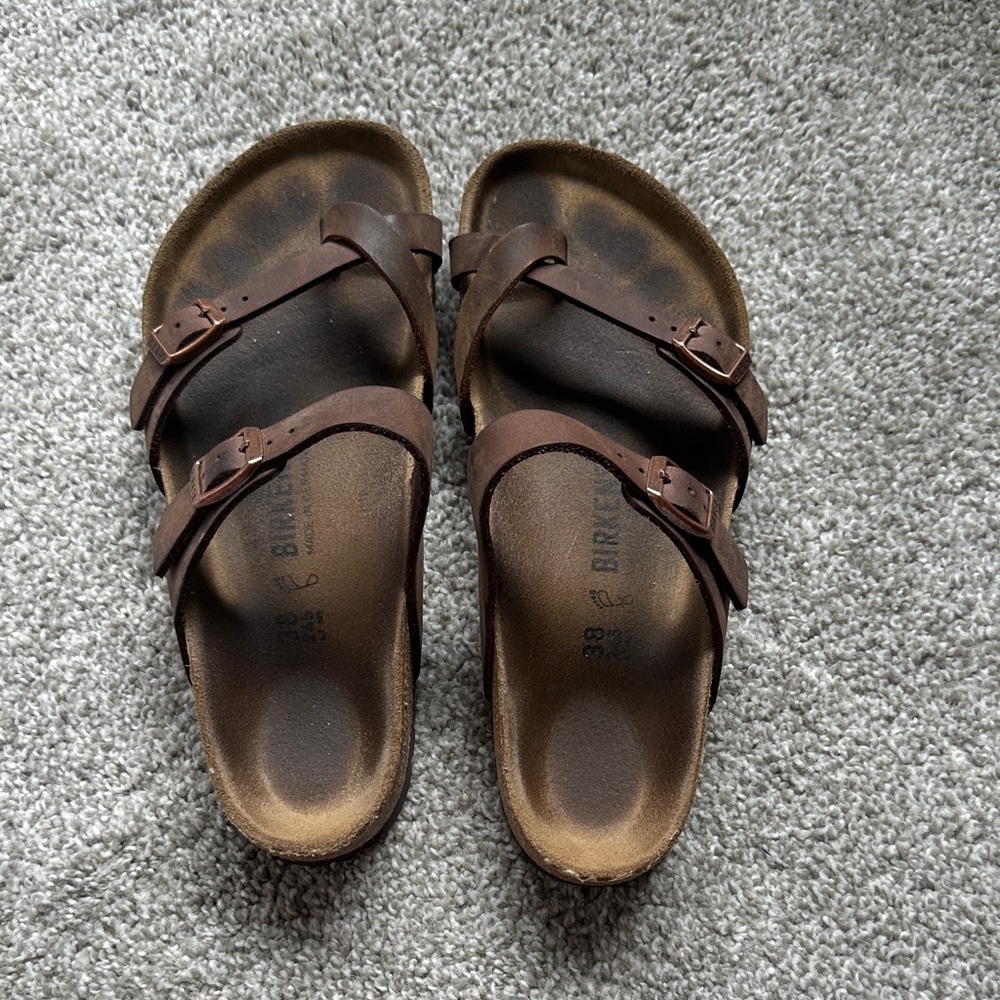 Mayari Birkenstock Brown Double Strap Sandals with Buckles